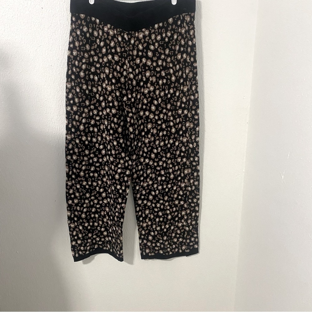 LOGO by Lori Goldstein Naomi Knit Leopard Print Wide Leg Pull-On Pants XL Soft